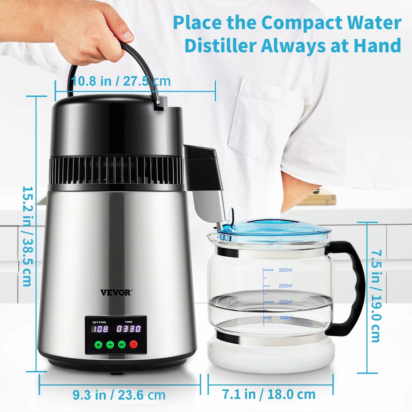 SucceBuy Touch Screen Water Distiller For Home Drinking Water