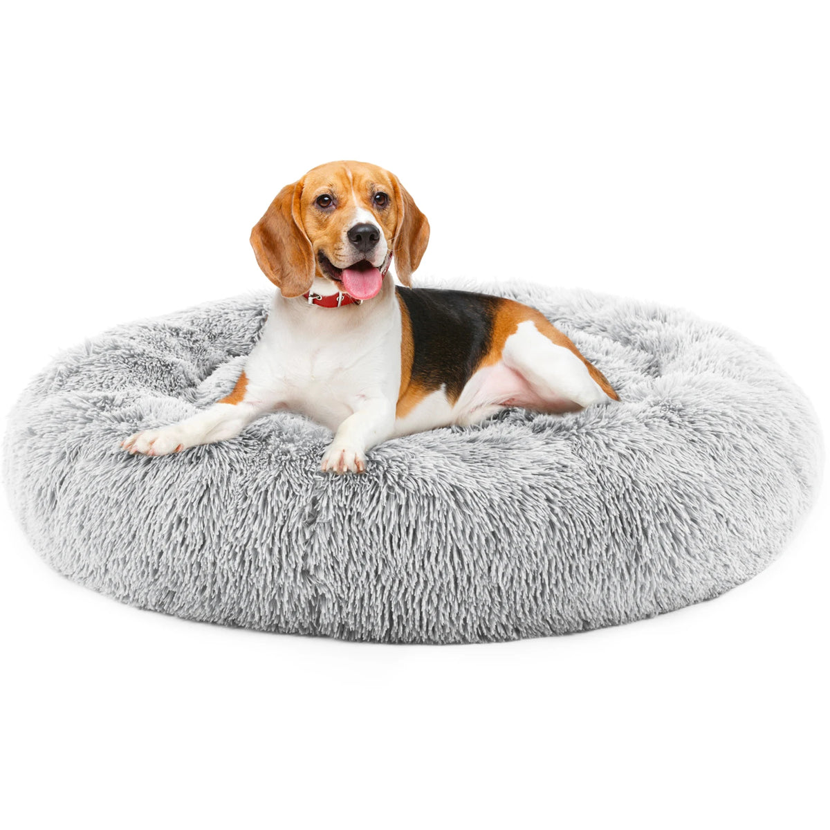 JHK Washable Plush Faux Fur Anti-Slip Calming Dog Bed