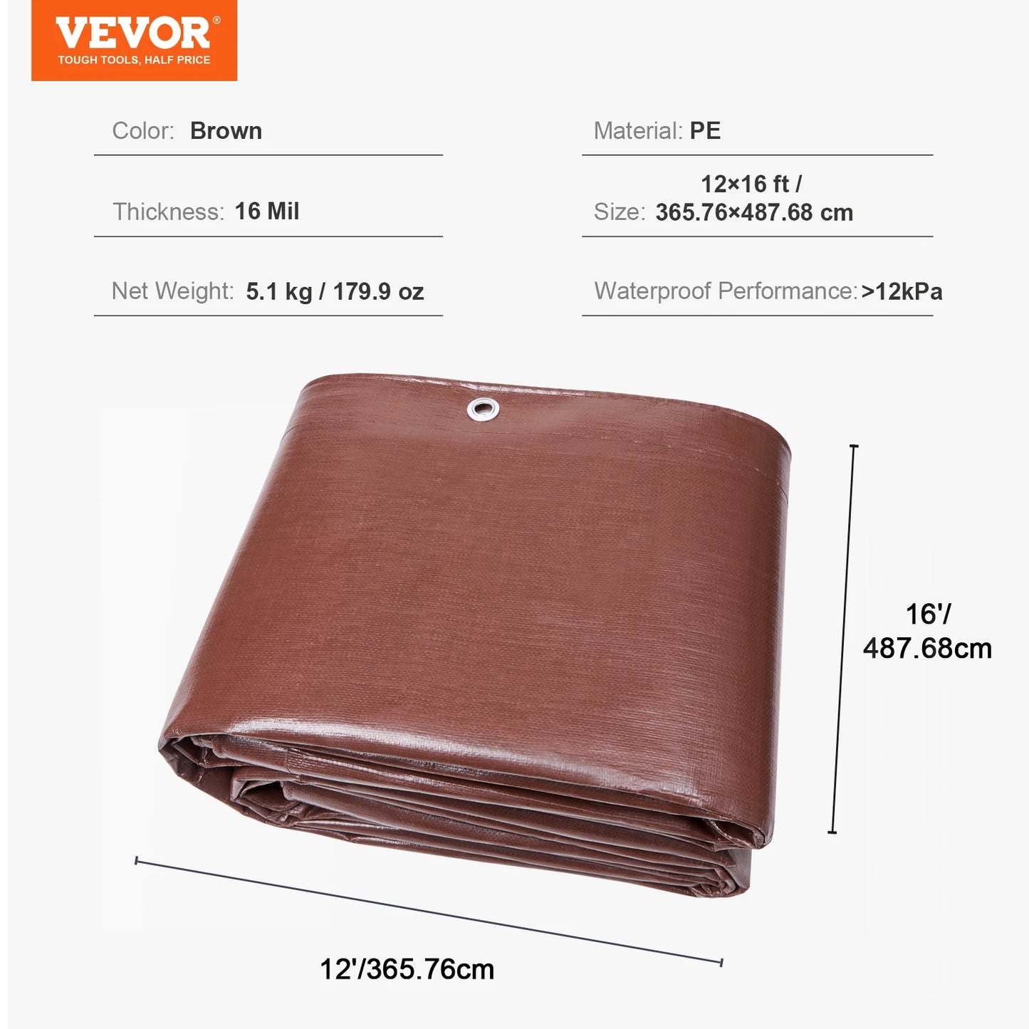 SucceBuy Heavy Duty Waterproof Polyethylene Tarp With Grommets