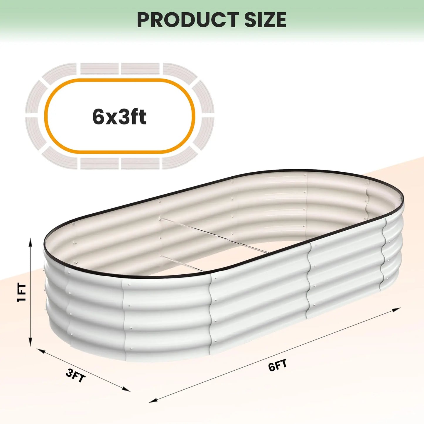 HiMISS 2-Pack Oval Galvanized Steel Raised Garden Bed Planter Box