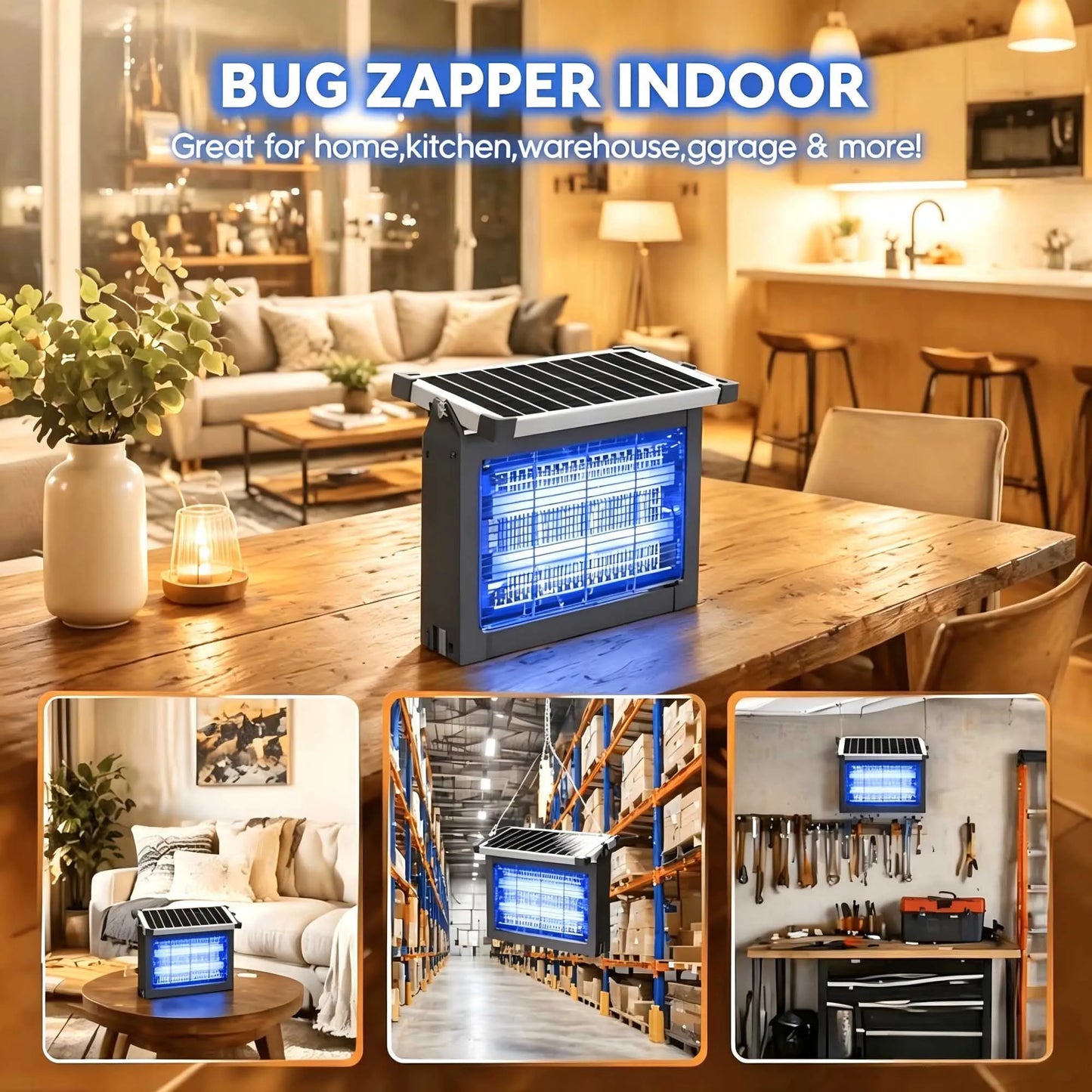 Solar Bug Zapper Outdoor Waterproof 4500V Mosquito Killer With Sensor