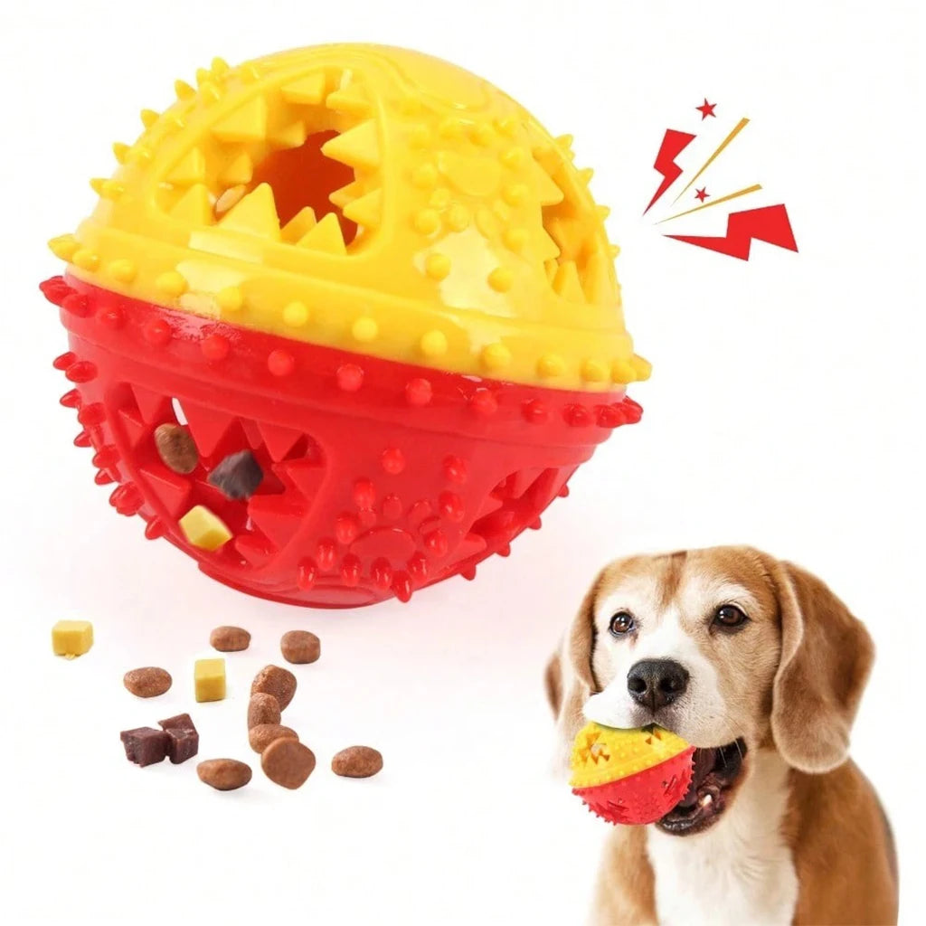 Adjustable Dog Feeder Stand with Slow Feed Bowl and Ball