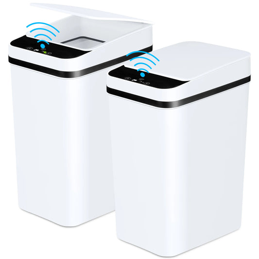 Touchless Motion Sensor Trash Cans 2 Pack Slim Narrow Design