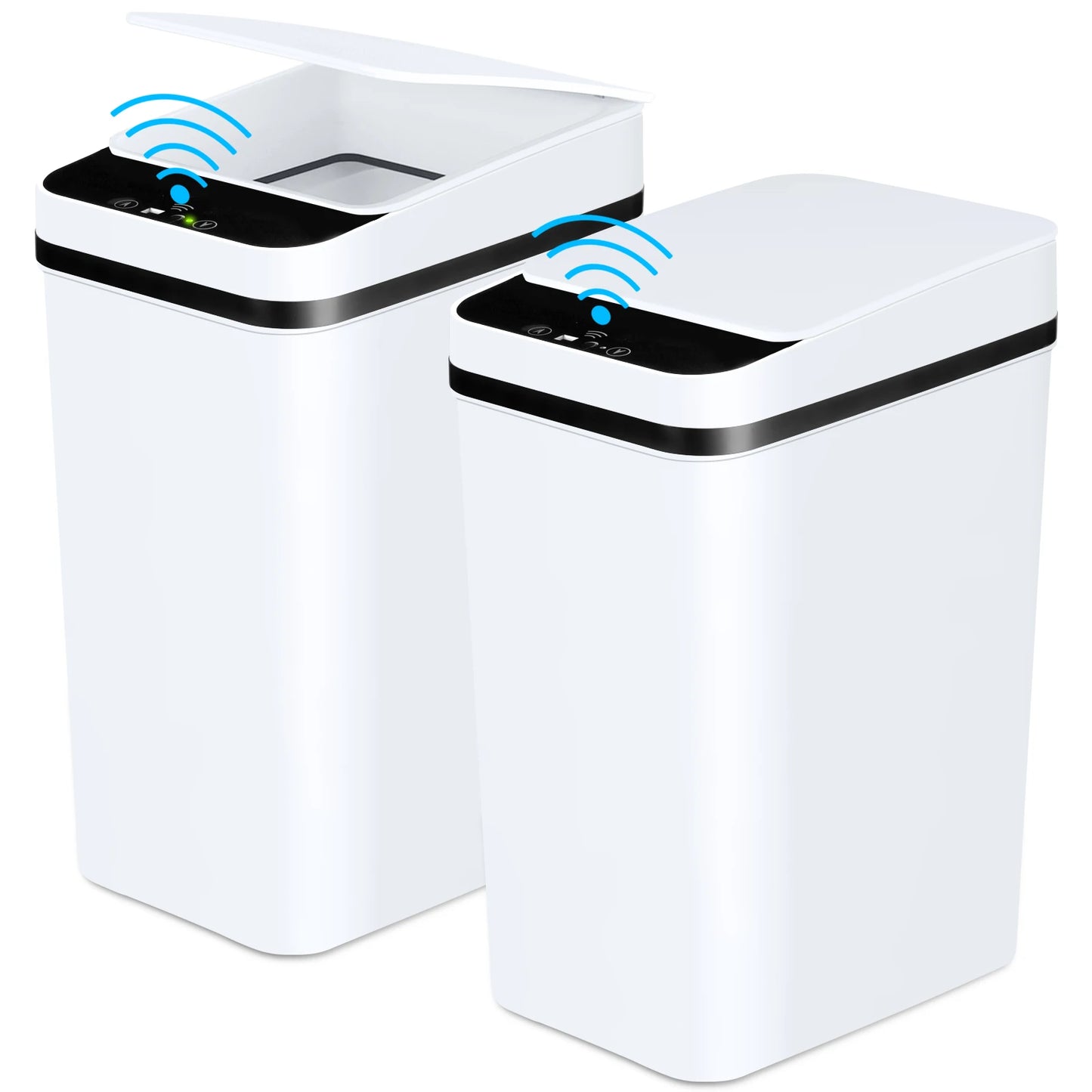 2 Pack 12L Touchless Bathroom Trash Cans With Lid Slim Design