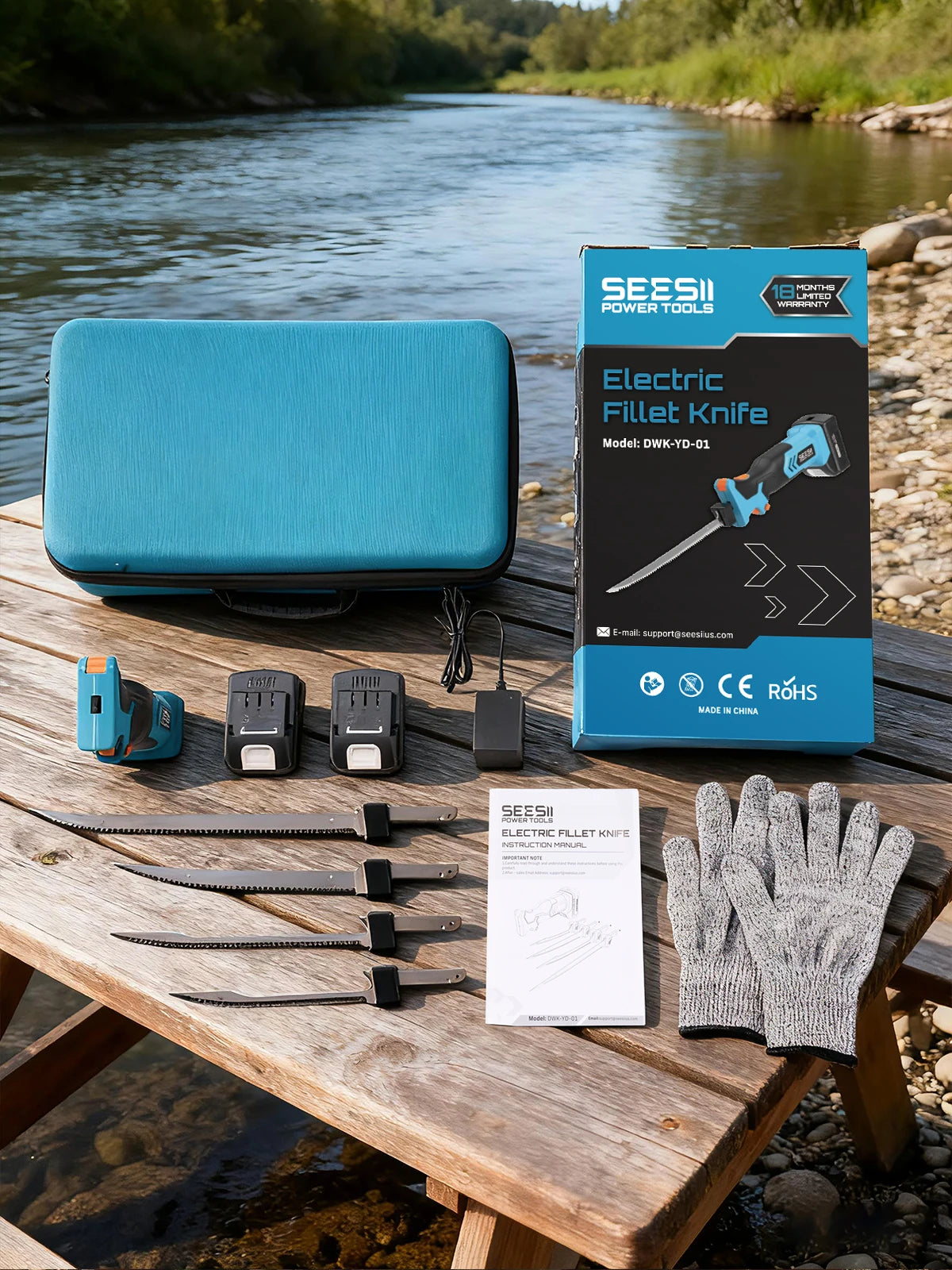 Cordless Electric Fillet Knife With Rechargeable Battery And Dual Blades