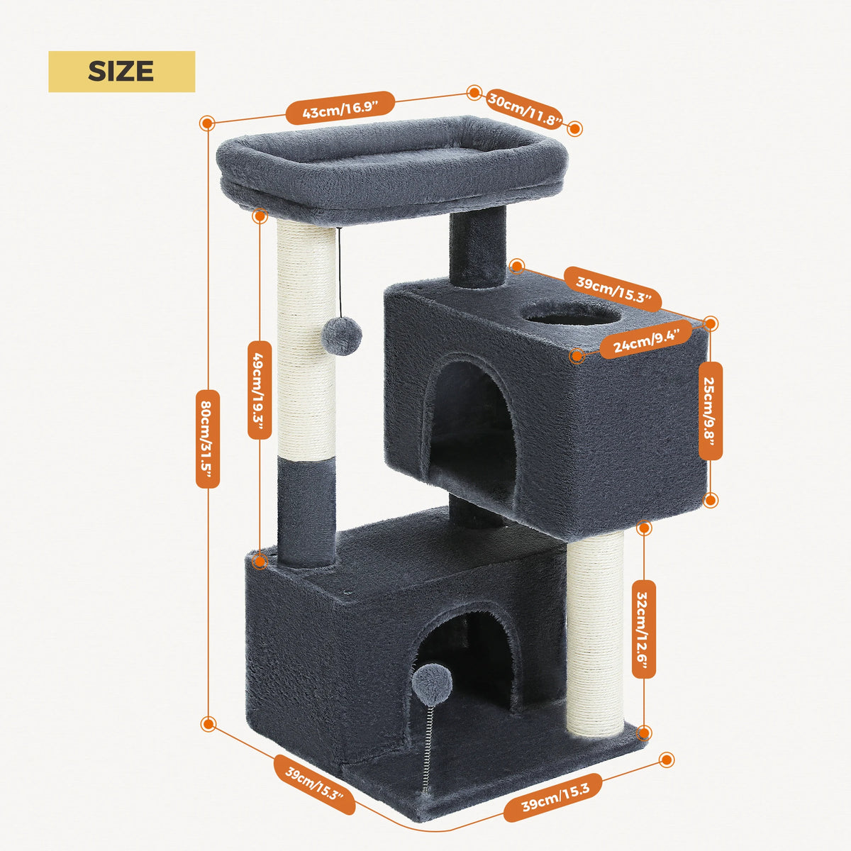 PAWZ Road Multi-Level Cat Tree With Condos And Sisal Scratching
