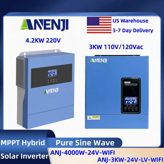 ANENJI Hybrid Solar Inverter With MPPT Solar Charge Controller