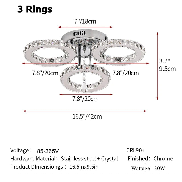 GreeLustr Modern Led Crystal Chandelier Ceiling Light