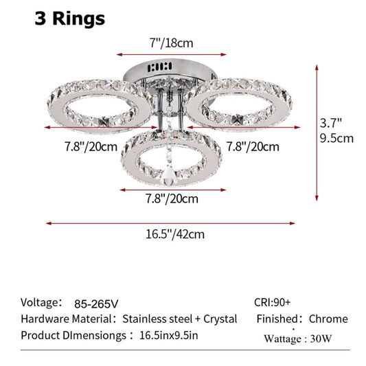 GreeLustr Modern Crystal LED Pendant Light Ceiling Chandelier for Home Decor