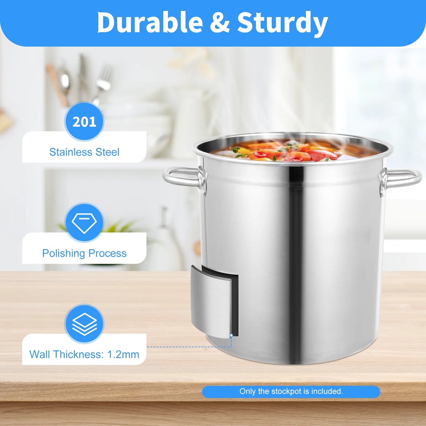 Heavy Duty Stainless Steel Stock Pot With Lid And Handles