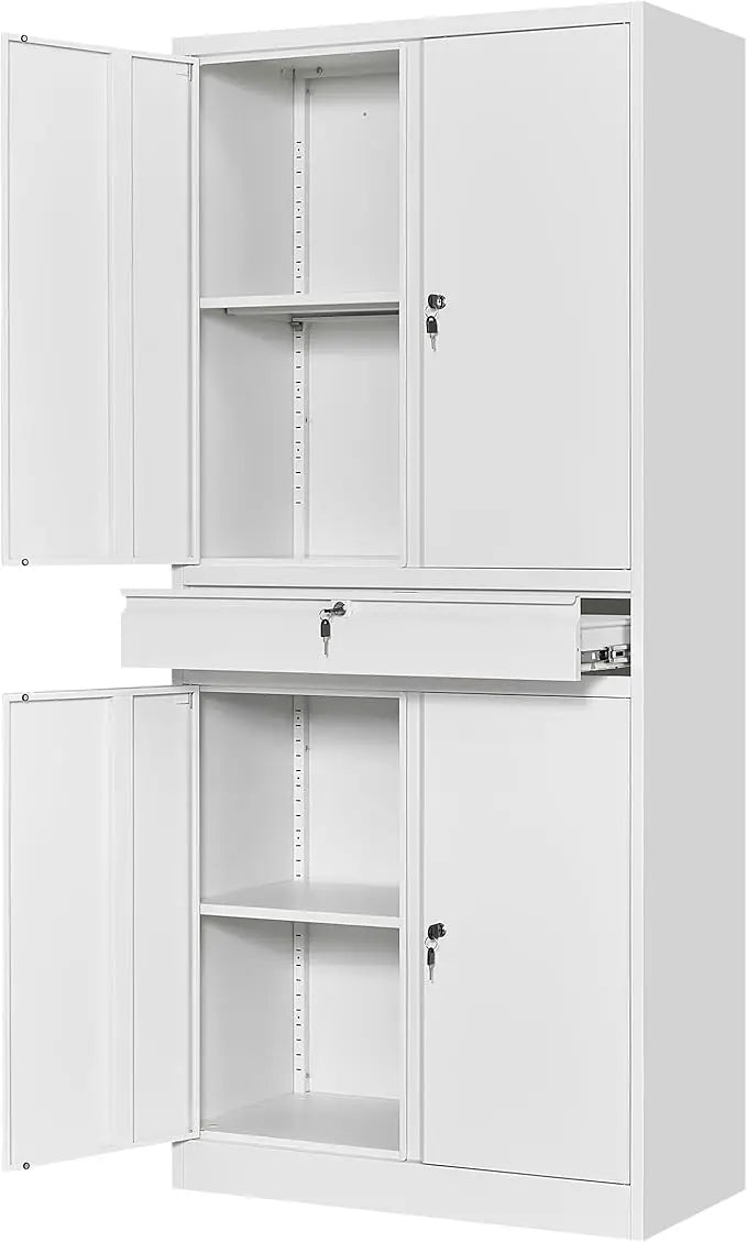Metal Garage Storage Cabinet With Locking Doors And Adjustable Shelves