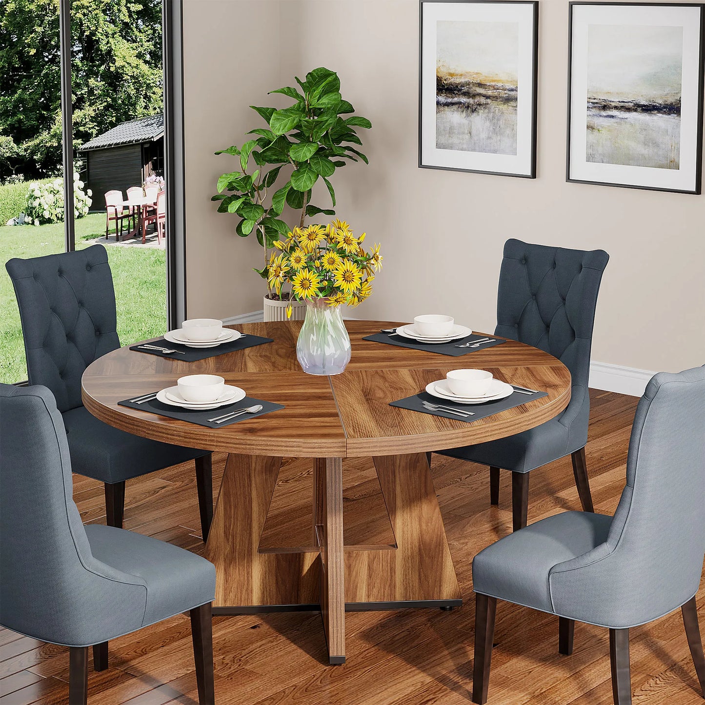 Tribesigns Round Farmhouse Kitchen Table For Modern Dining Rooms