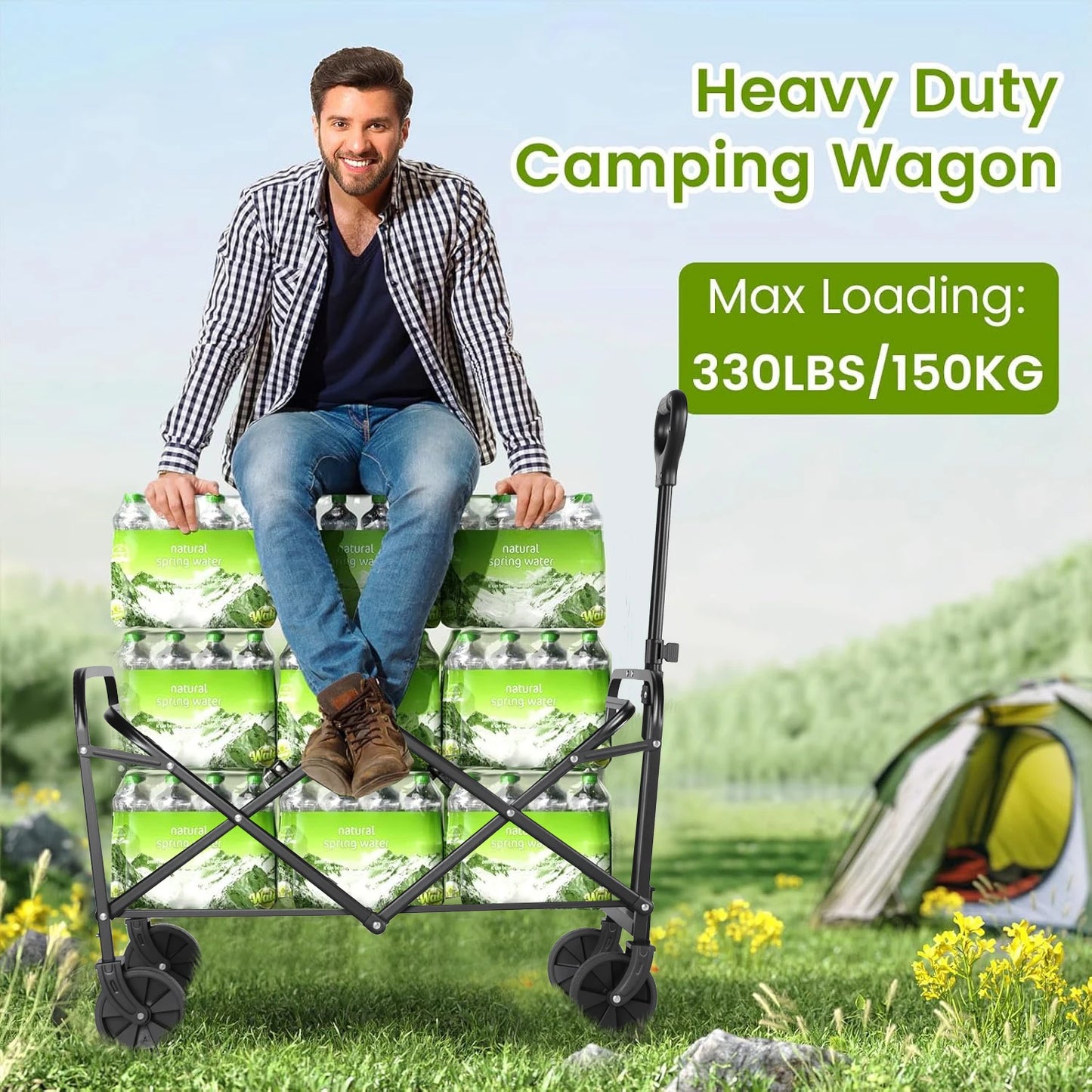 Heavy Duty Wagon Cart Foldable All Terrain Wheels Groceries