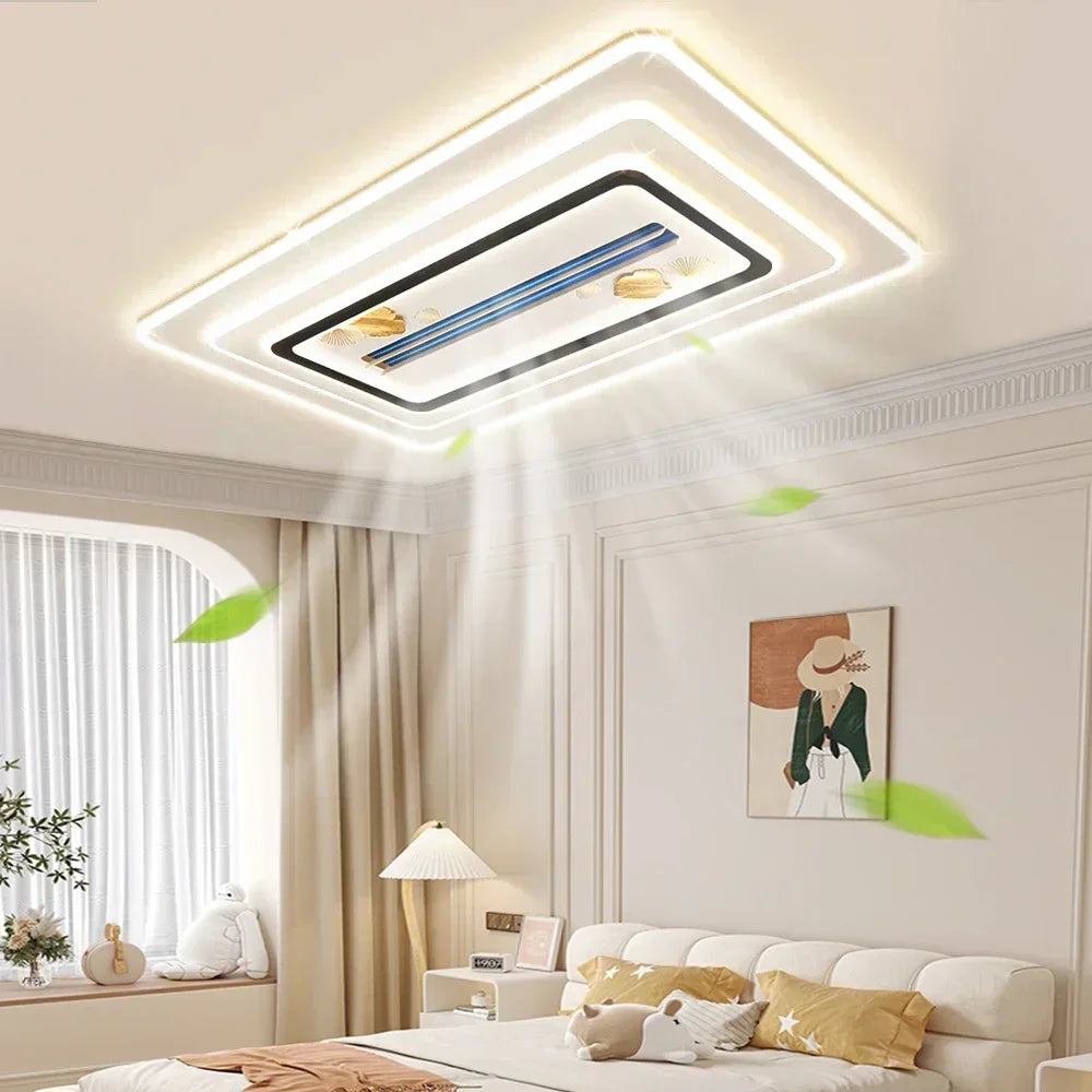 TAONUANSHU Modern Bladeless LED Ceiling Fan Pendant Light With Remote Control