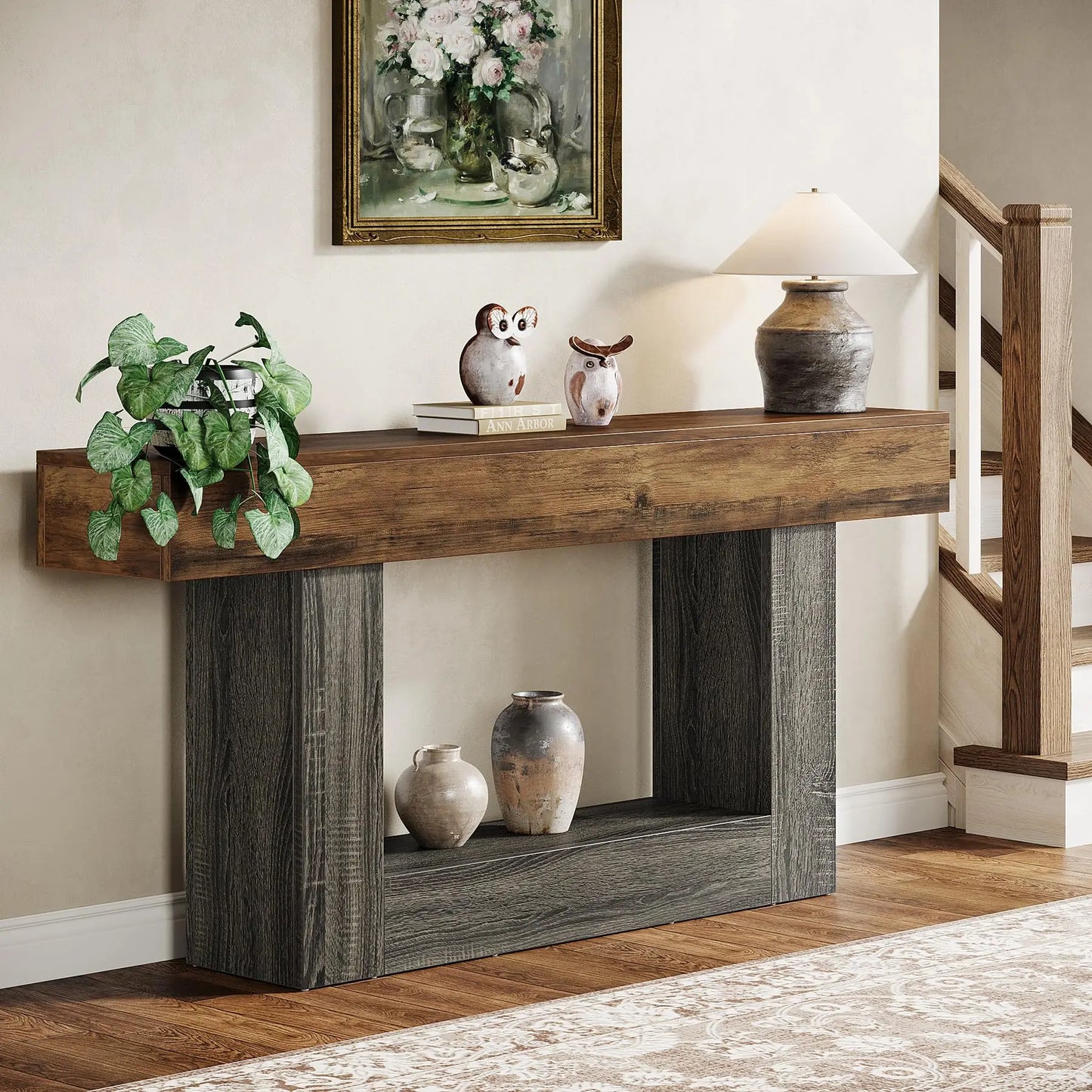Tribesigns Farmhouse Console Table With U Shaped Base Entryway