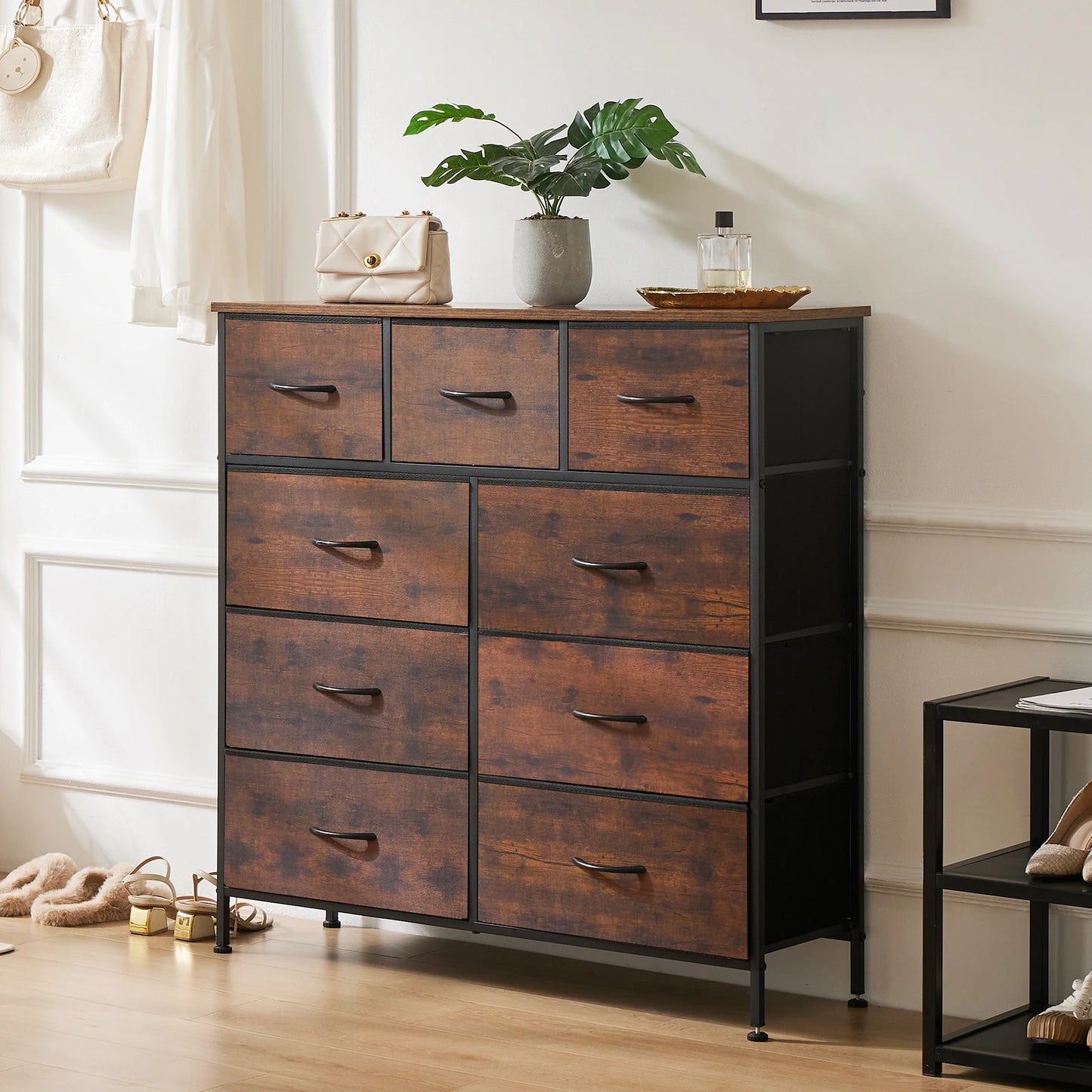 JHK Modern Nine Drawer Fabric Bedroom Dresser Organizer