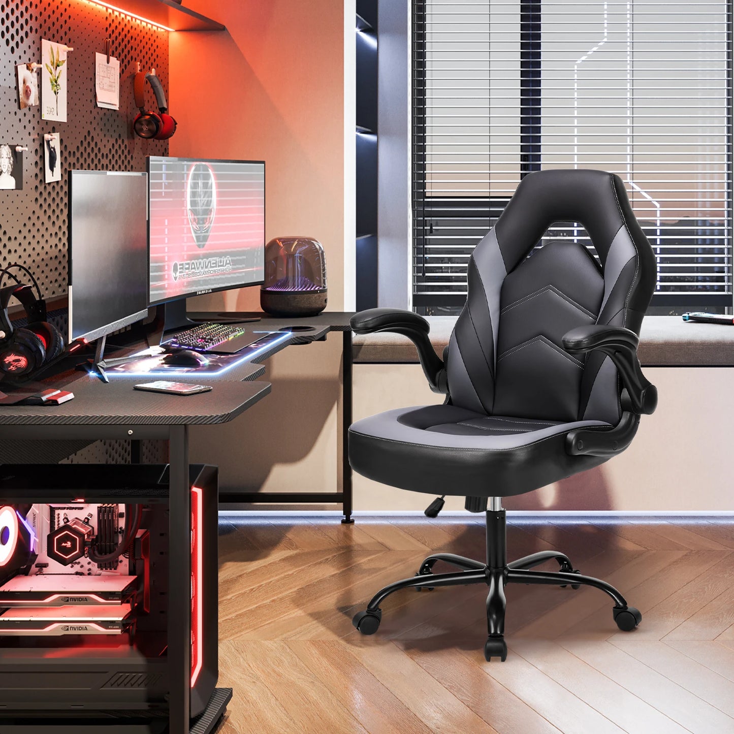 JHK Ergonomic Gaming Desk Chair PU Leather Racing Chair