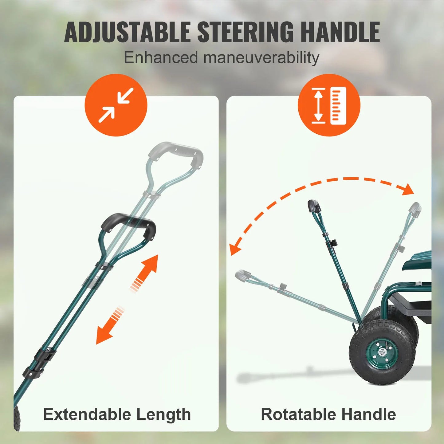 SucceBuy Rolling Garden Cart With 360 Degree Swivel Seat