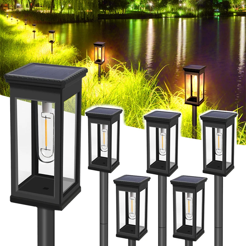 FAMCDC LED Solar Pathway Lights for Outdoor Garden Walkways