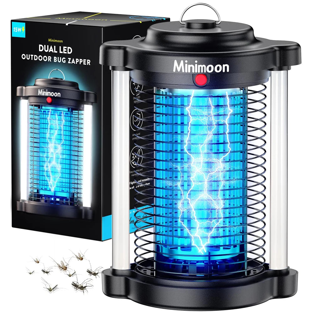 Minimoon Outdoor Bug Zapper With Dual LED Lights 4200V Fly Trap