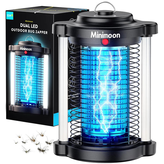 Minimoon Outdoor Bug Zapper With Dual LED Lights 4200V Fly Trap