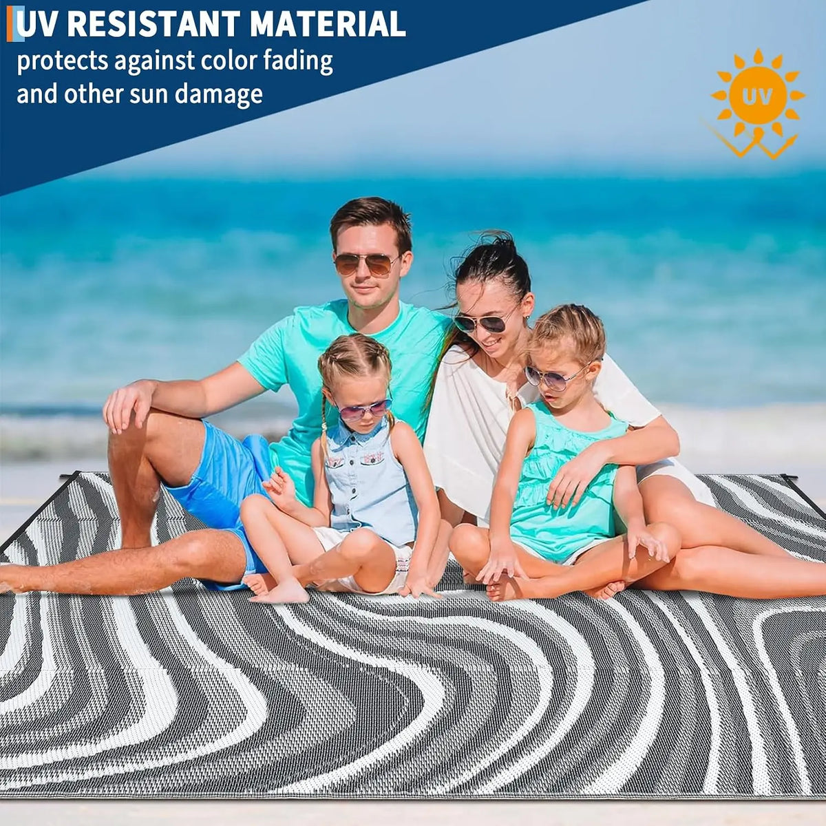 Garvee Waterproof Reversible Outdoor Rug for Camping Patio and Beach