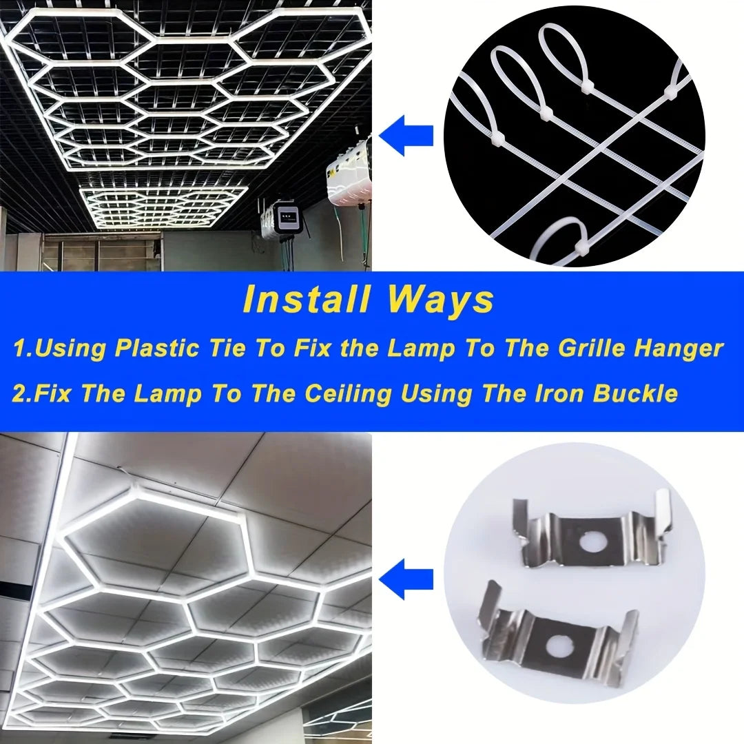 Hexagon LED Garage Light For Workshop And Car Detailing