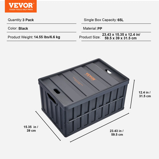 SucceBuy 3 Pack Collapsible Storage Bins With Lids For Garage