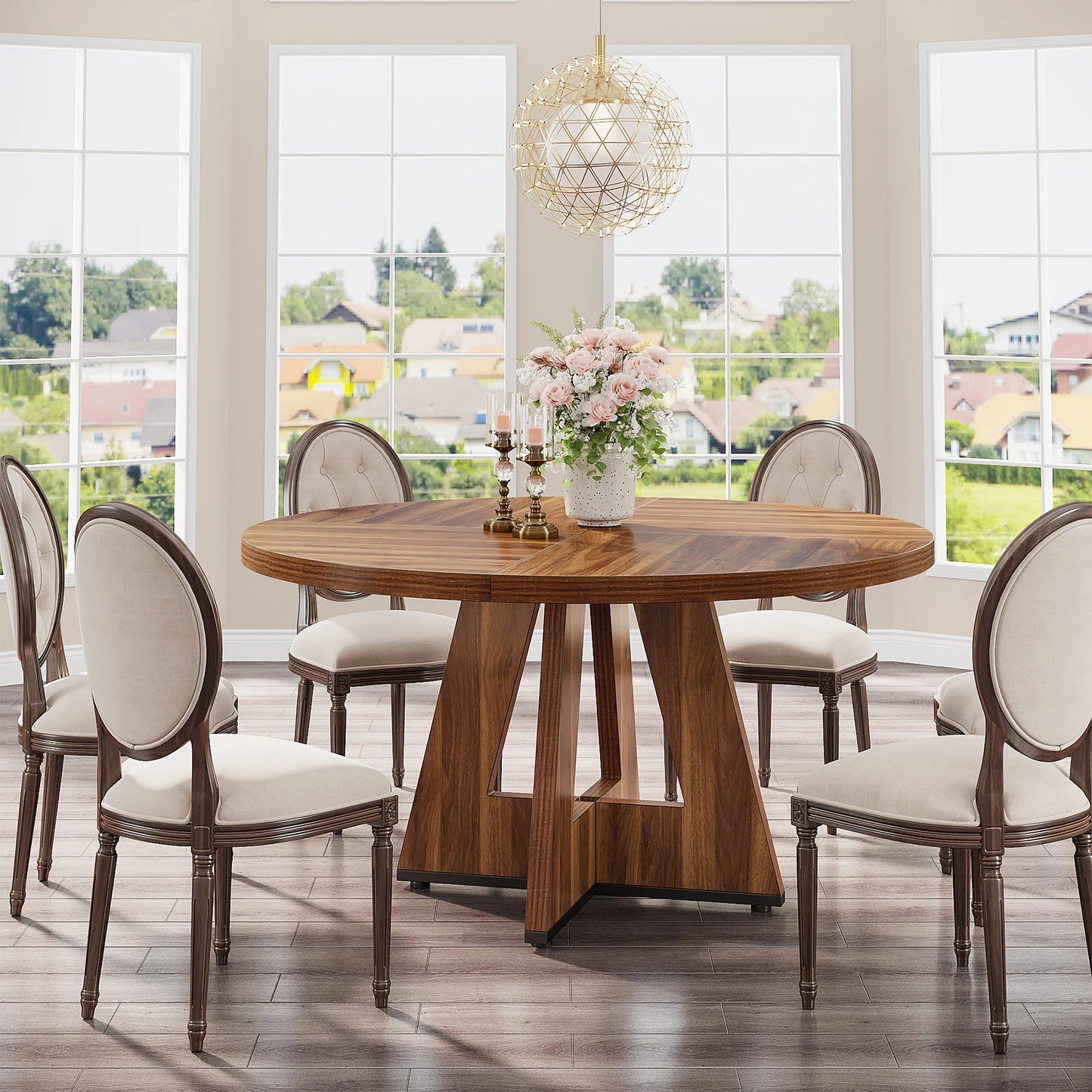Tribesigns Round Farmhouse Kitchen Table For Modern Dining Rooms