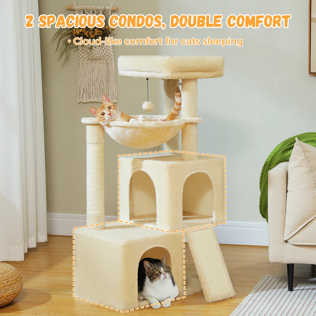 PAWZ Road Multi-Level Cat Tree With Condos And Sisal Scratching