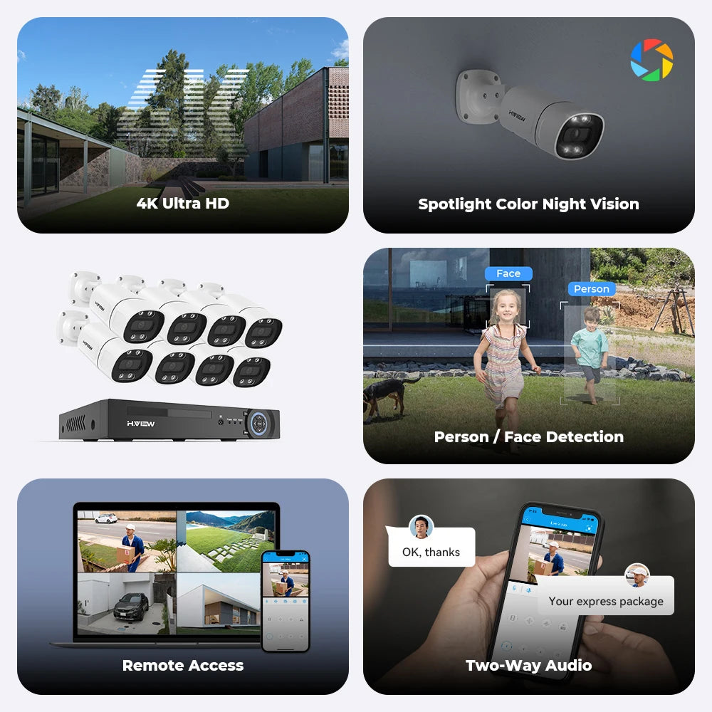 H.VIEW 4K CCTV Security Camera System With NVR Kit
