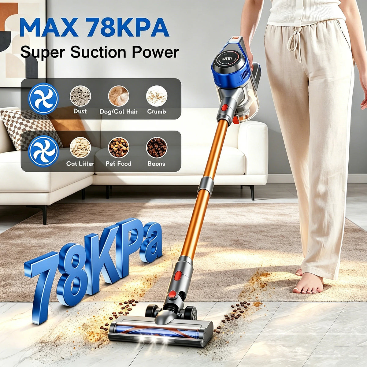 Honki Cordless Wet Dry Vacuum with Powerful Suction and LED