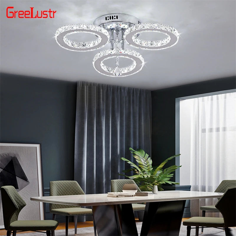 GreeLustr Modern Led Crystal Chandelier Ceiling Light