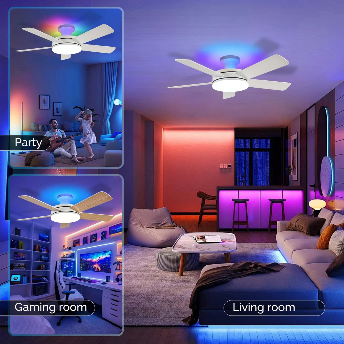 Orison Low Profile Ceiling Fan With Remote Control Led Lighting