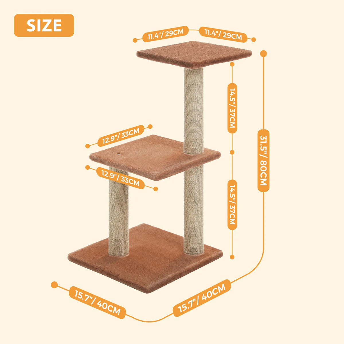 PAWZ Road Indoor Cat Tree Tower with Scratching Posts and Hammock