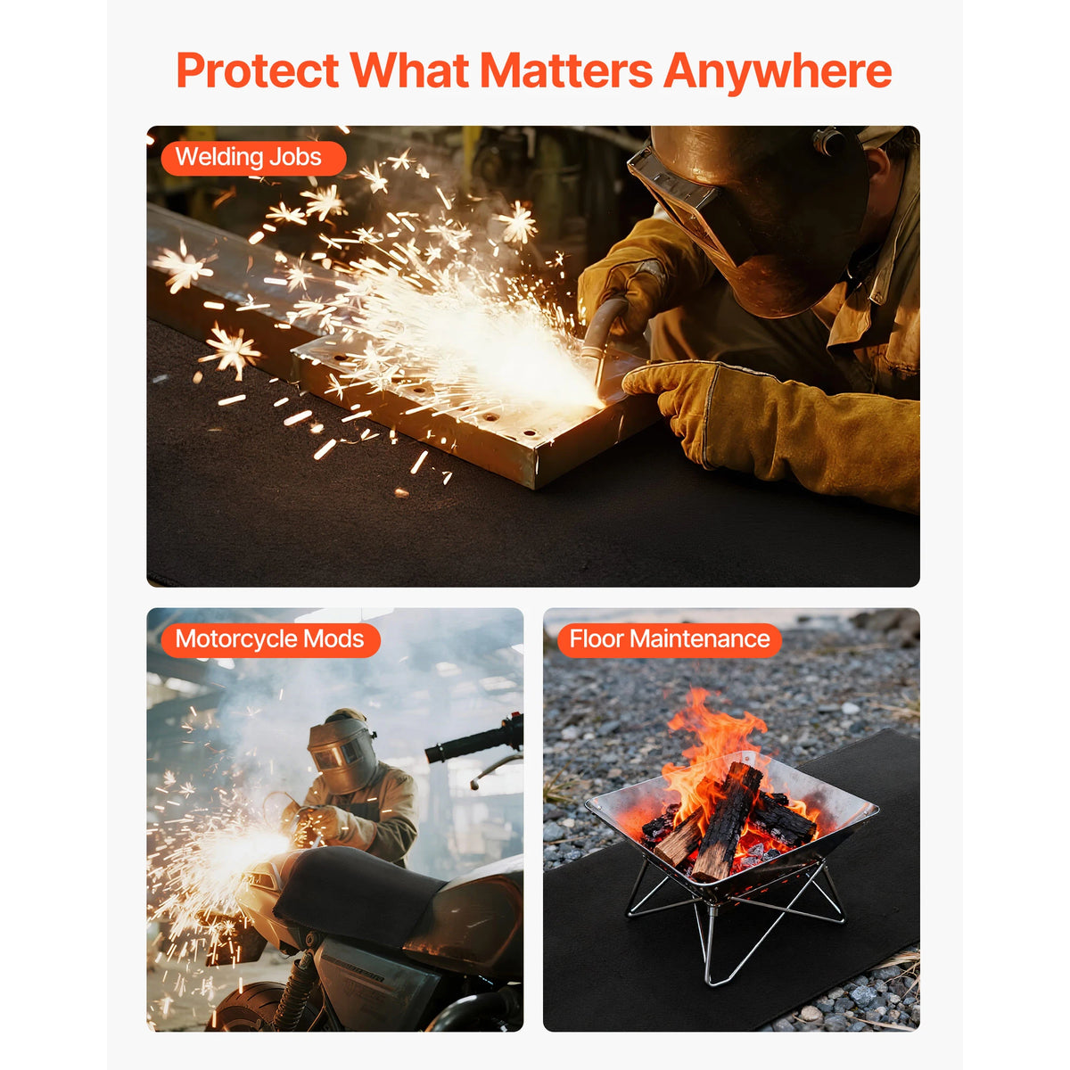 SucceBuy Carbon Felt Welding Blanket Heat Resistant Fireproof Protection Mat