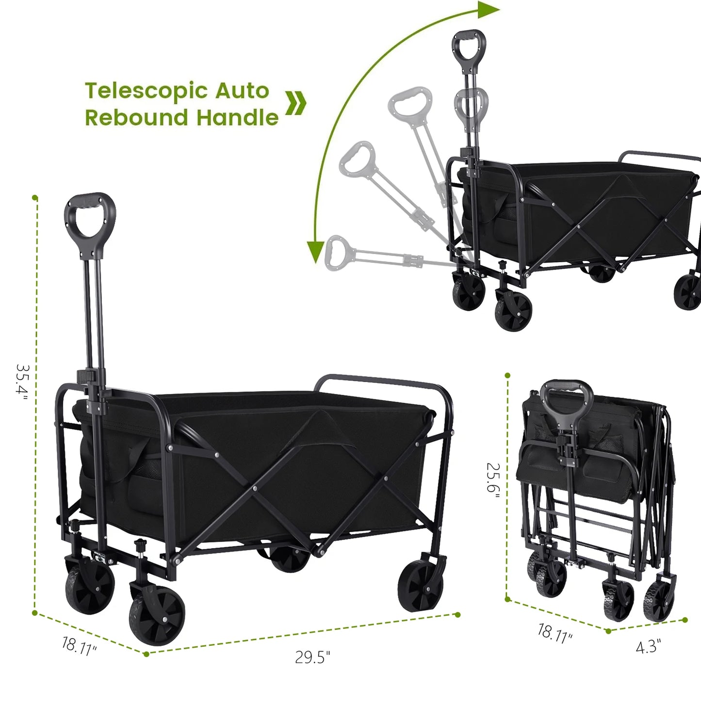 Heavy Duty Wagon Cart Foldable All Terrain Wheels Groceries