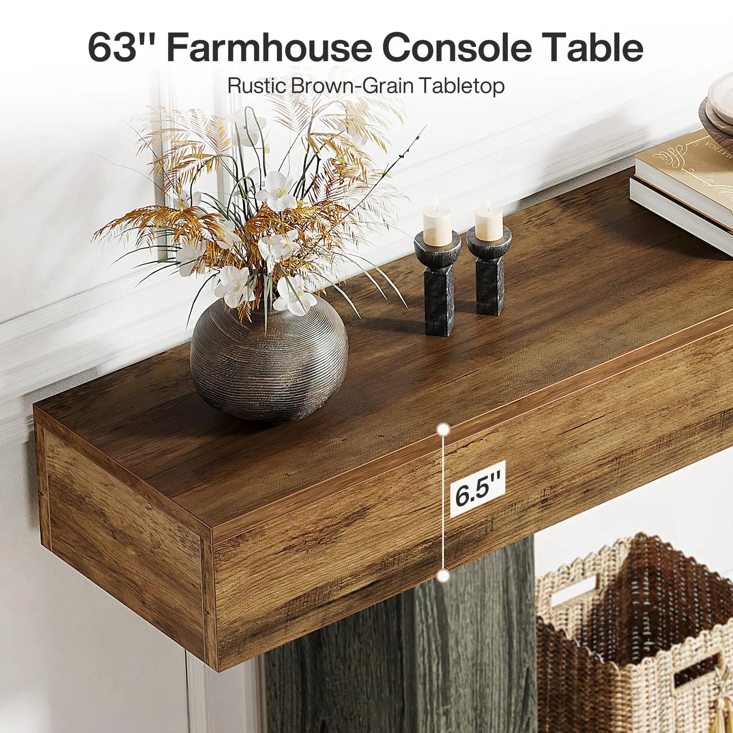 Tribesigns Farmhouse Console Table With U Shaped Base Entryway
