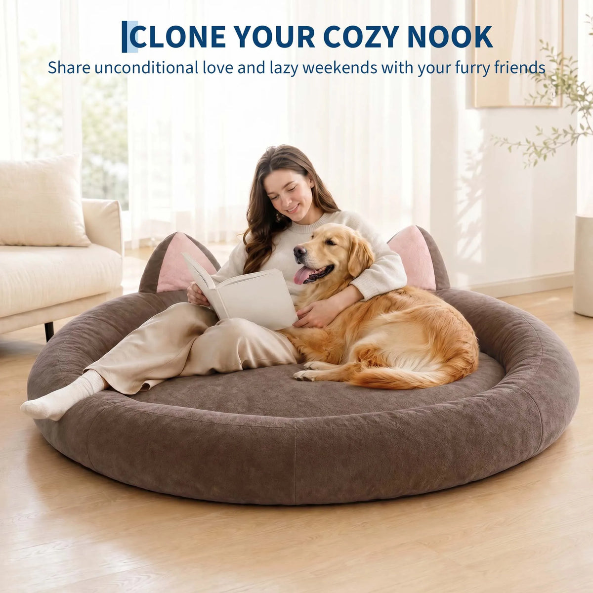 Orthopedic Memory Foam Dog Bed With Supportive Bolster