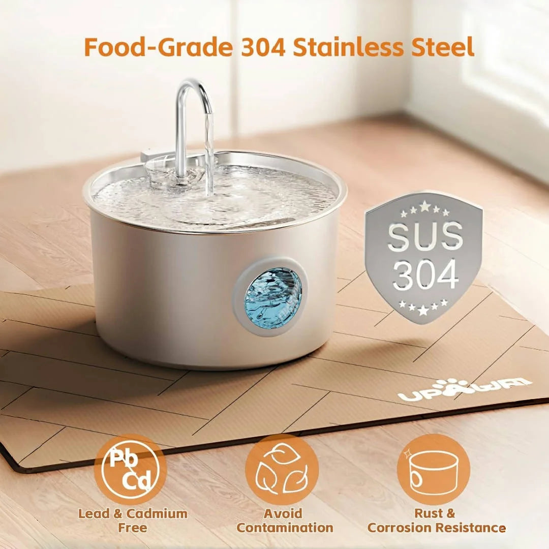 OPETH Stainless Steel Automatic Cat Water Fountain With Replaceable Filters