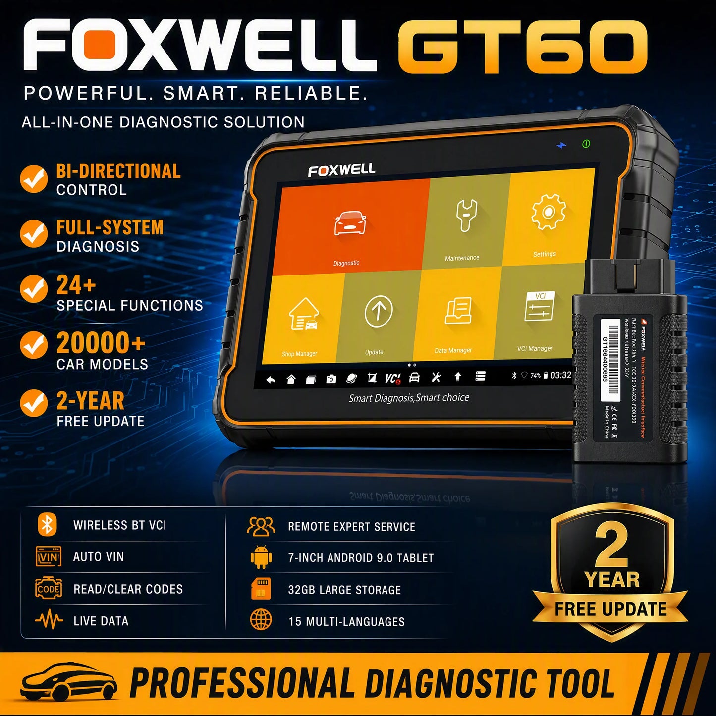 Foxwell GT60 OBD2 Automotive Diagnostic Scanner For Reset Functions