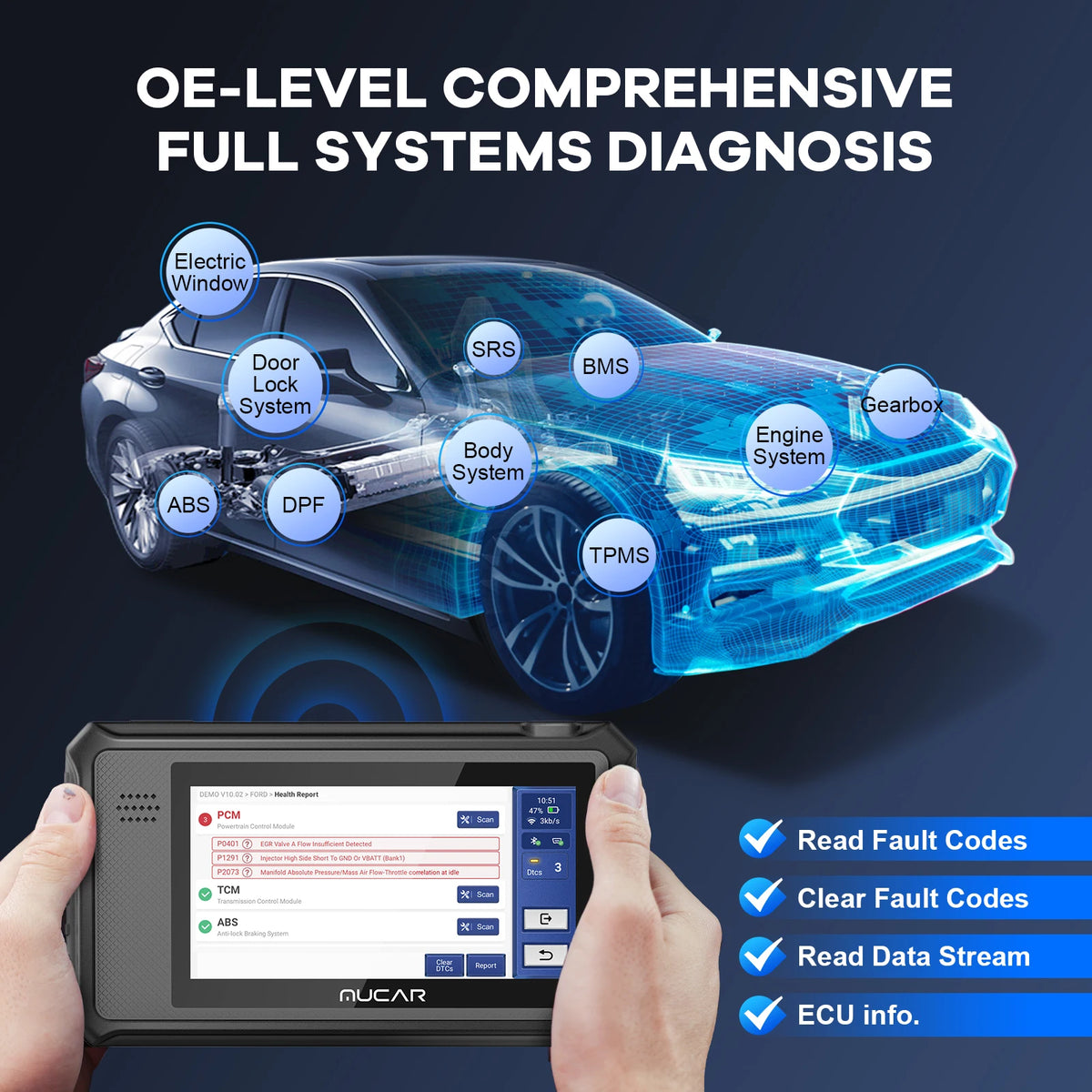THINKCAR MUCAR VO6 Professional OBD2 Scanner Full System Diagnostic Tool