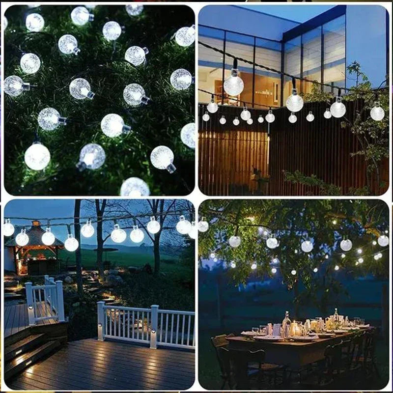 Super-Cheese Solar String Lights Outdoor Crystal Fairy Garland 8 Modes