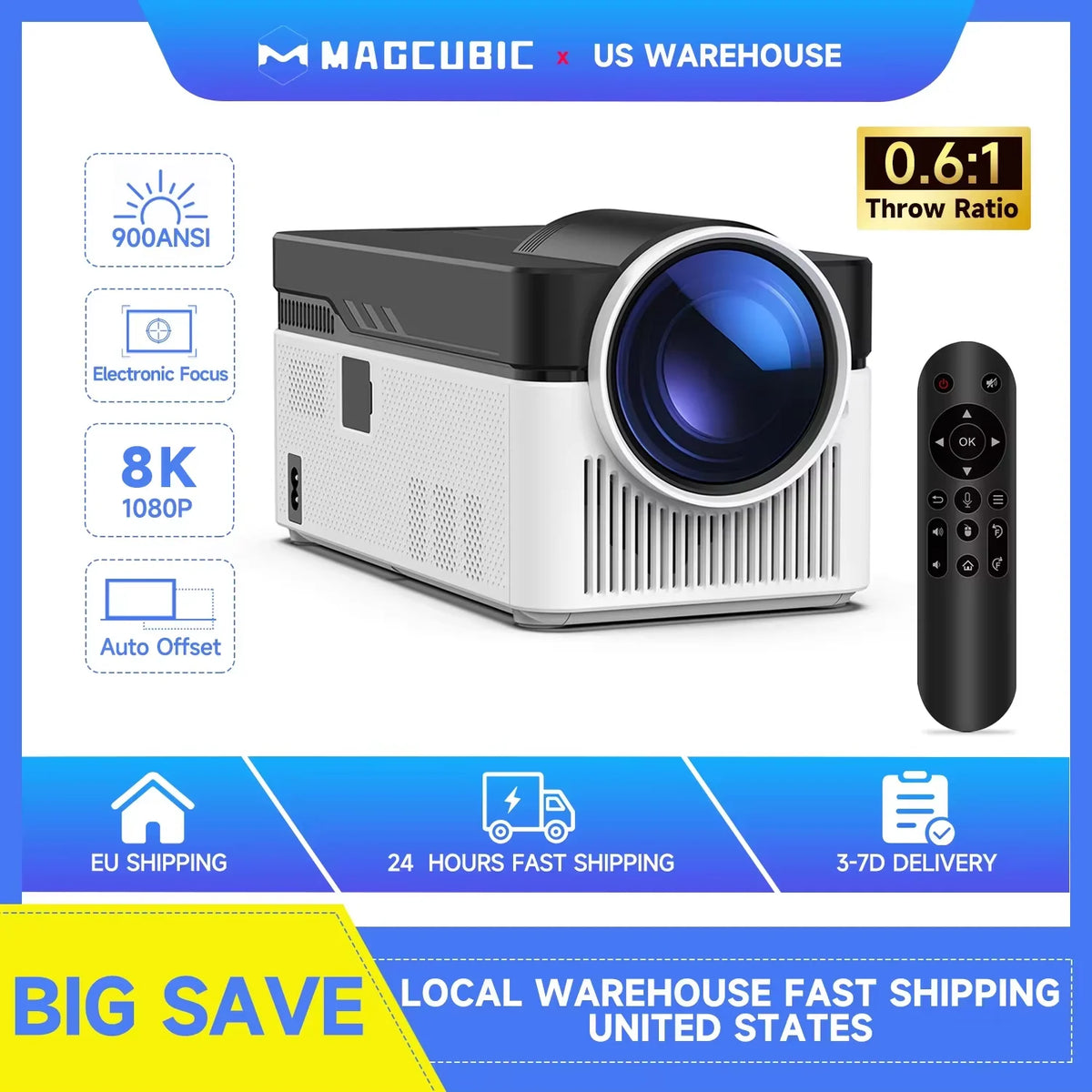 Magcubic Home Theater Projector With Auto Focus And Voice Control