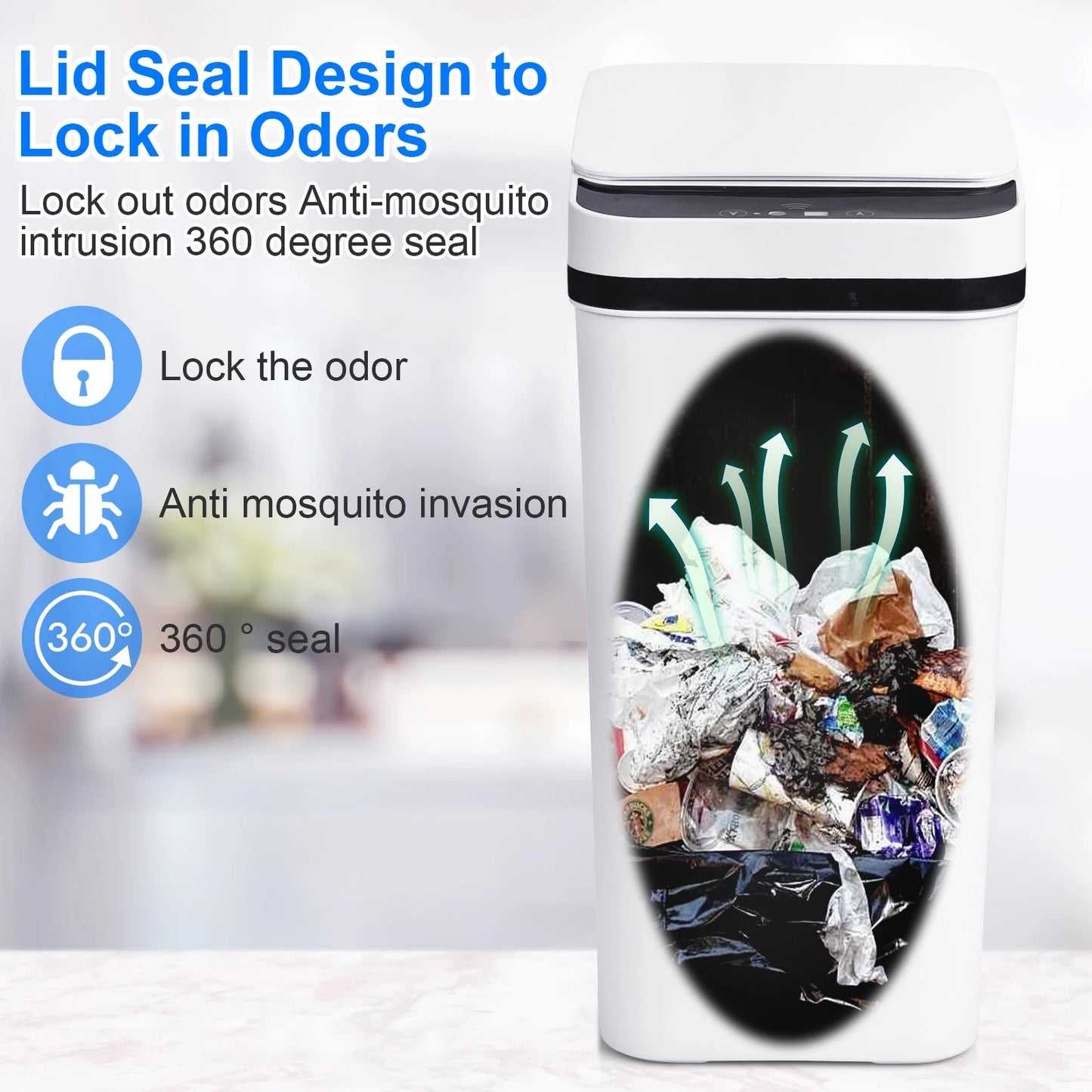 2 Pack 12L Touchless Bathroom Trash Cans With Lid Slim Design