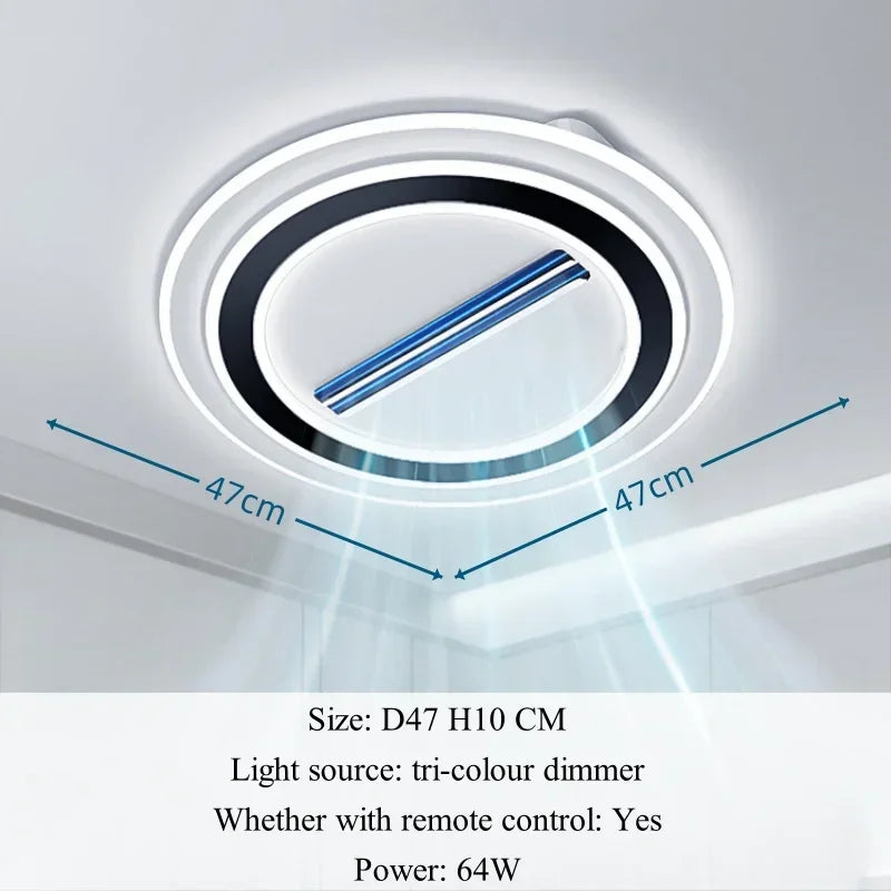 TAONUANSHU Modern Bladeless LED Ceiling Fan Pendant Light With Remote Control