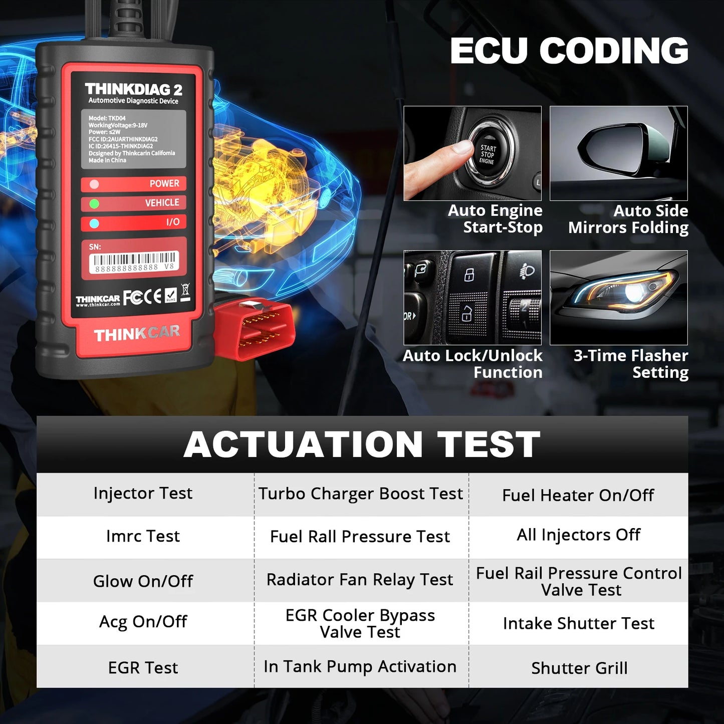 ThinkCar ThinkDiag 2 Auto Diagnostic Tool ECU Coding OBD2 Scanner