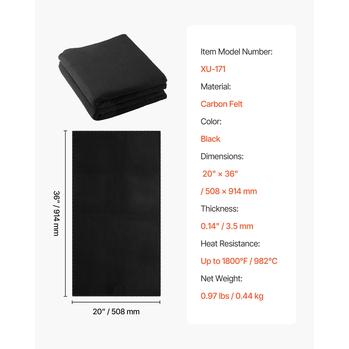SucceBuy Carbon Felt Welding Blanket Heat Resistant Fireproof Protection Mat