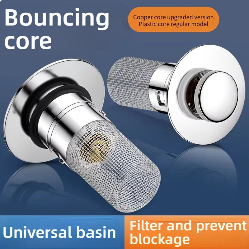 ATMDOG Press-Type Sink Drain Plug, Leakproof Stainless Steel