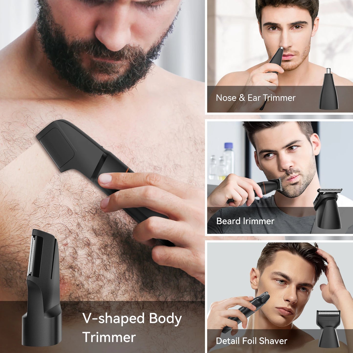 MAXGROOM 4 In 1 Body Hair Shaver Kit For Men IPX6 Waterproof